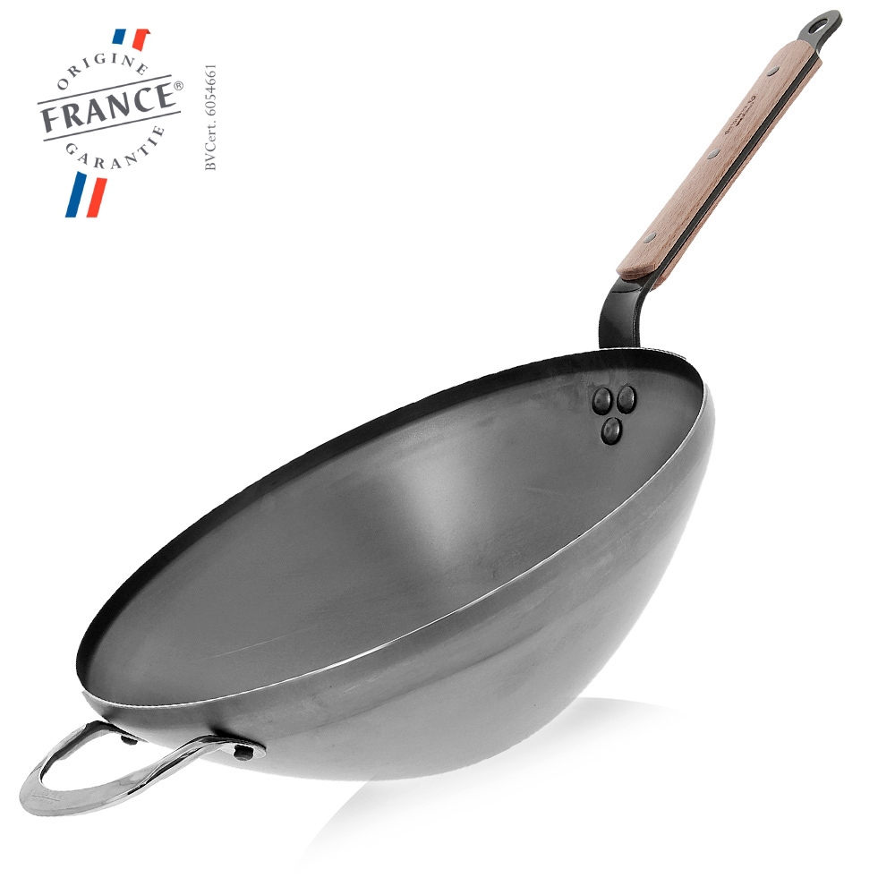 de Buyer MINERAL B Carbon Steel Country Fry Pan with Two Handles - 11” -  Ideal for Sauteing, Simmering, Deep Frying & Stir Frying - Naturally  Nonstick